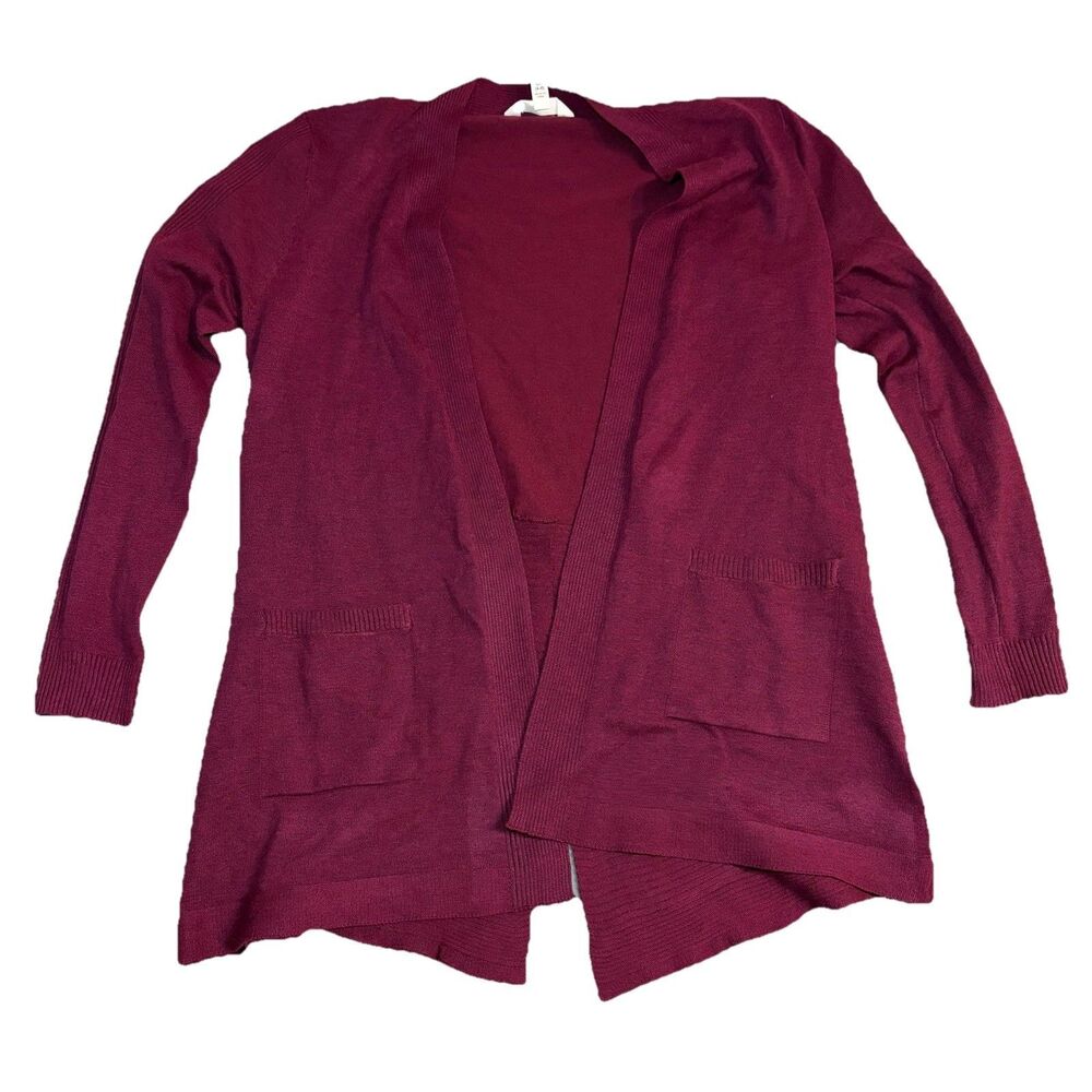 Time and Tru Women's Open Front Cardigan Sweater, Size S Small Burgundy Red
